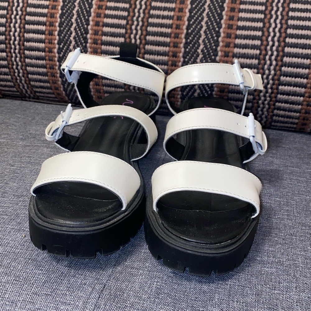White straps platform sandals